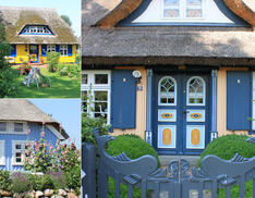 Typisch rohrgedeckte Häuser