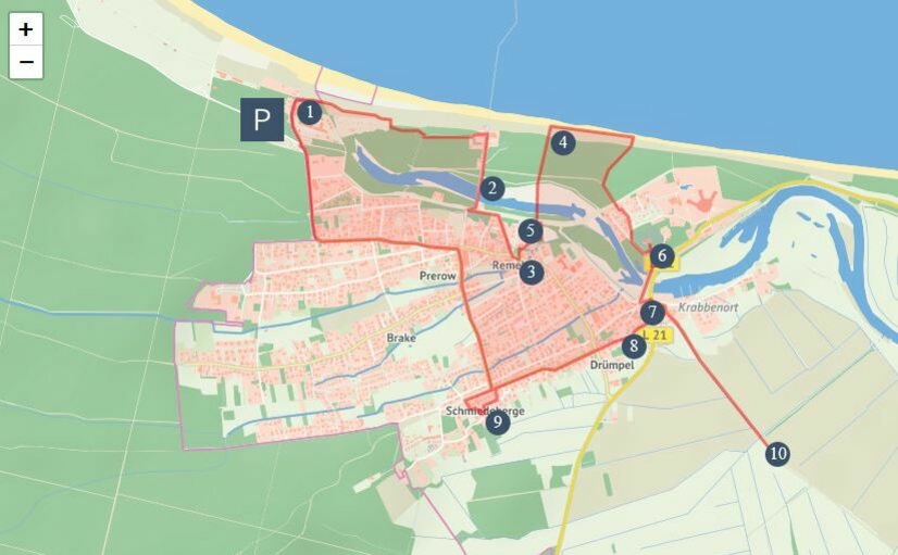 Karte Geschichtspfad Ostseebad Dierhagen