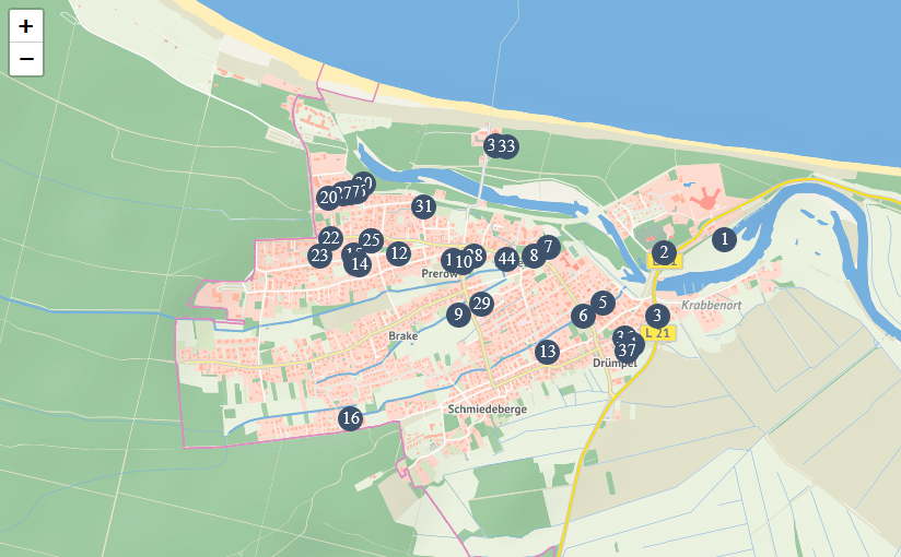 Karte Geschichtspfad Ostseebad Dierhagen