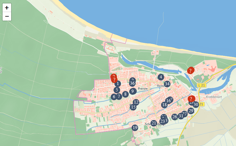 Karte Geschichtspfad Ostseebad Dierhagen