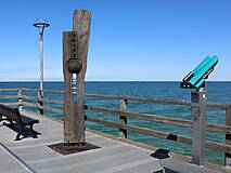 Holzkunst auf der Seebrücke Zingst von Roland-Lindner - "Gott oder Darwin"